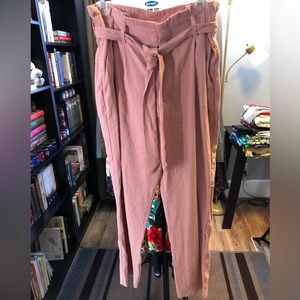 Pink Paperbag Pants with belt